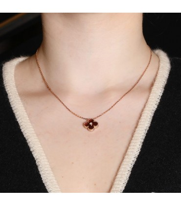 Van Cleef & Arpels Vintage Alhambra gold, bull’s eye quartz and diamond necklace