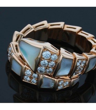 Bulgari Serpenti mother-of-pearl, diamonds and gold ring