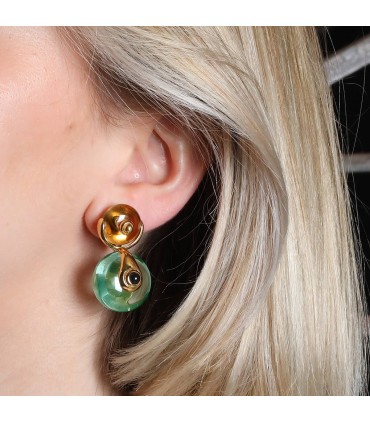 Marina B quartz, onyx and gold earrings
