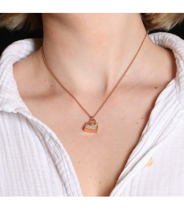 Hermès Amulettes Kelly diamonds and gold necklace