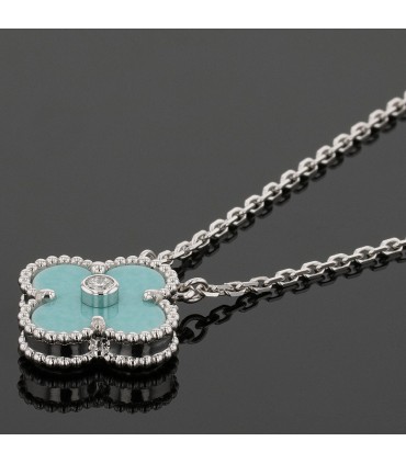 Van Cleef & Arpels Vintage Alhambra gold, porcelain, diamond necklace