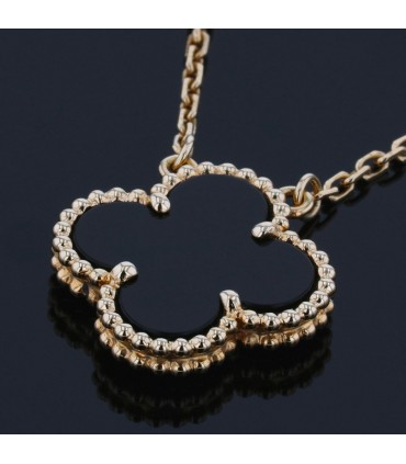 Van Cleef & Arpels Vintage Alhambra gold and onyx necklace