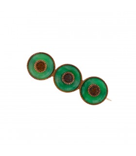 Jade and gold brooch