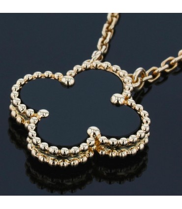 Van Cleef & Arpels Vintage Alhambra gold and onyx necklace