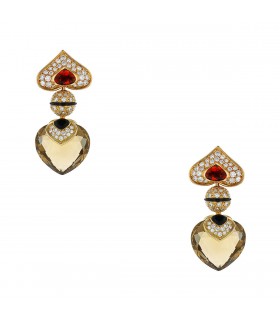 Marina B gold, diamonds and smoked quartz earrings