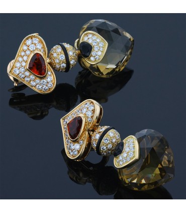 Marina B gold, diamonds and smoked quartz earrings