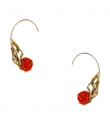 Chaumet coral and gold earrings