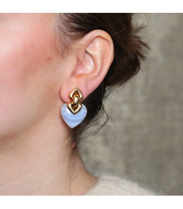 Bulgari Cuore gold and chalcedony earrings