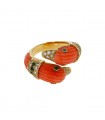 Van Cleef & Arpels coral, diamonds, emeralds and gold ring