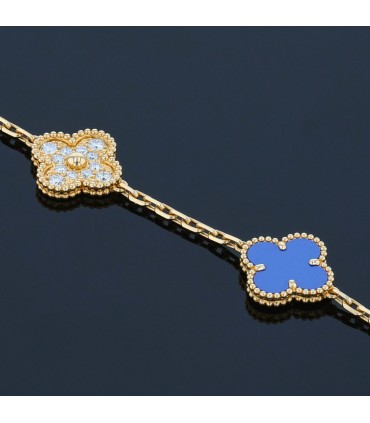 Van Cleef & Arpels Vintage Alhambra porcelain, diamonds and gold bracelet