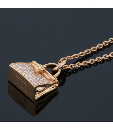 Hermès Amulettes Kelly diamonds and gold necklace
