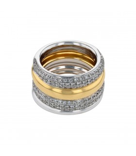 Pomellato Tubolare diamonds and two tones gold ring