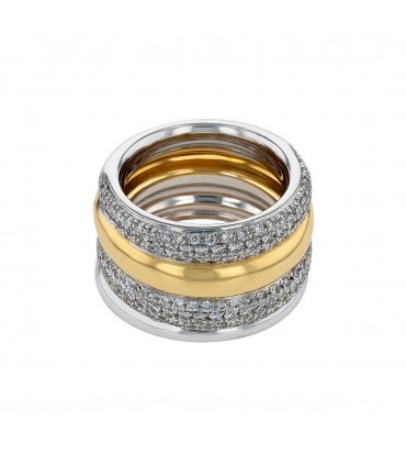 Pomellato Tubolare diamonds and two tones gold ring