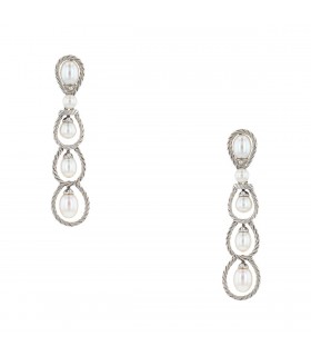 Buccellati Rete Con Perle cultured pearls and gold earrings