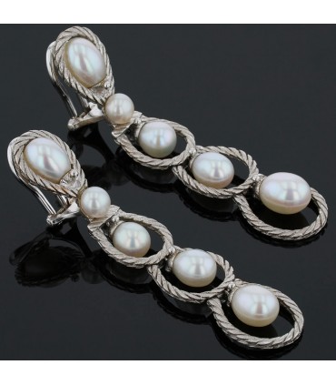 Buccellati Rete Con Perle cultured pearls and gold earrings