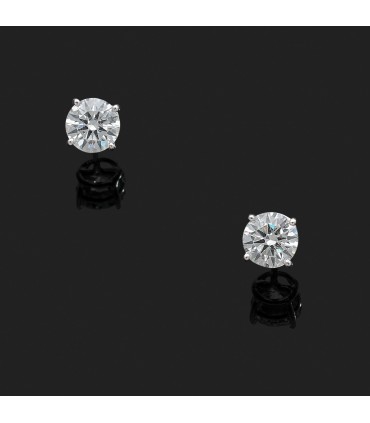 Boucles d’oreilles or et diamants - Certificat GIA 1,02 ct G VS1 / 1,02 ct H VVS2