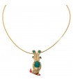 Collier or, émeraude, diamants et corail