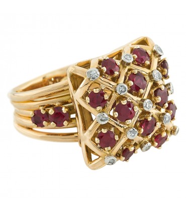 Bague or, rubis et diamants