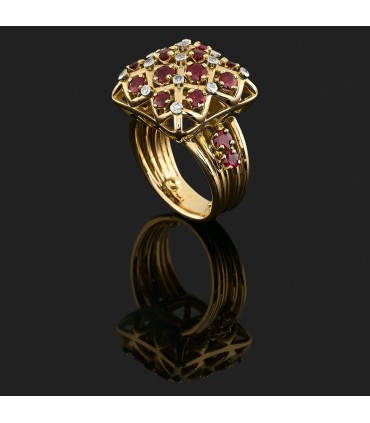 Bague or, rubis et diamants