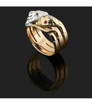 Bague or, diamants et rubis