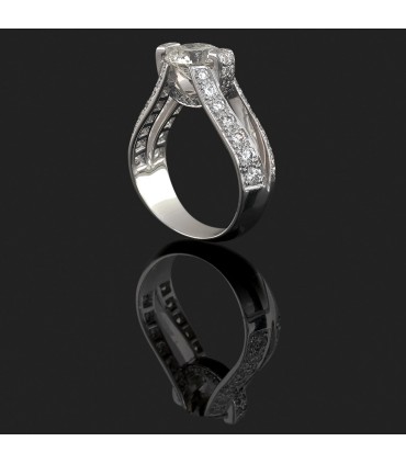 Bague solitaire or et diamants