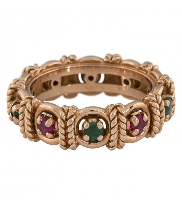 Bague or, émeraude et rubis