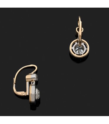 Boucles d’oreilles dormeuses or, diamants et saphirs