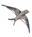 Broche Oiseau, or, argent,diamants et saphirs