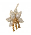 Yellow sapphires, diamonds and gold brooch