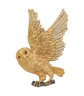 Rubies, diamonds and gold brooch