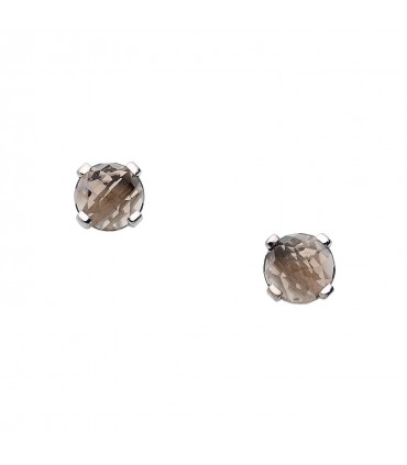 Boucles d’oreilles or et quartz fumé