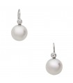 Cultured pearls, diamonds and gold earrings