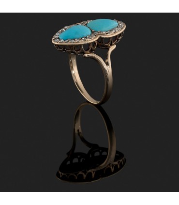 Bague or et turquoise
