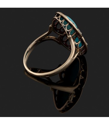 Bague or et turquoise