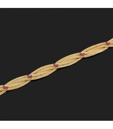 Bracelet or et saphirs roses