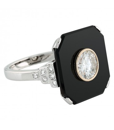 Bague or, diamant et onyx