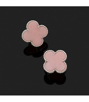 Van Cleef & Arpels Magic Alhambra pink opale and gold earrings