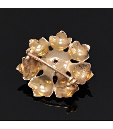 Broche or, diamants et perle