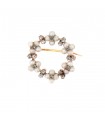 Cultured pearls, diamonds and gold brooch