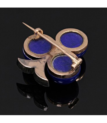 Lapis lazuli, pearls and gold brooch