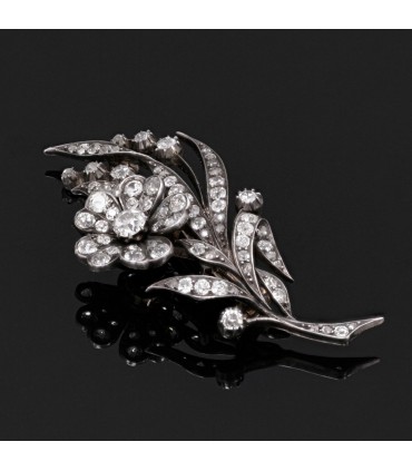 Broche or, argent et diamants