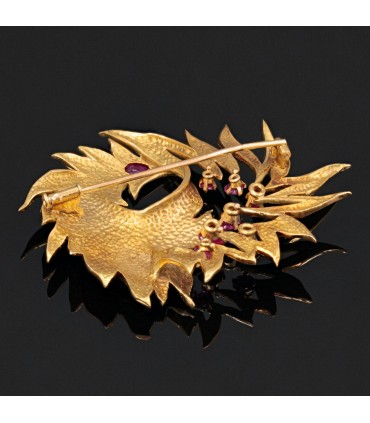 Rubies and gold brooch