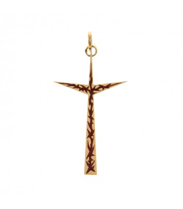 Pendentif Croix or et émail