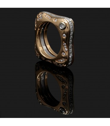 Bague carrée or et diamants