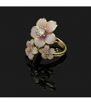 Bague fleur or et diamants