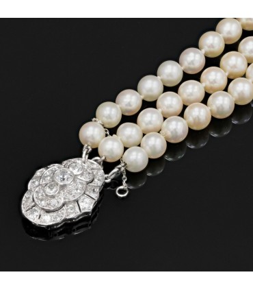 Collier or, diamants et perles