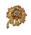 Broche or, diamants et rubis