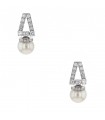 Diamonds, cultured pearls and platinum earrings