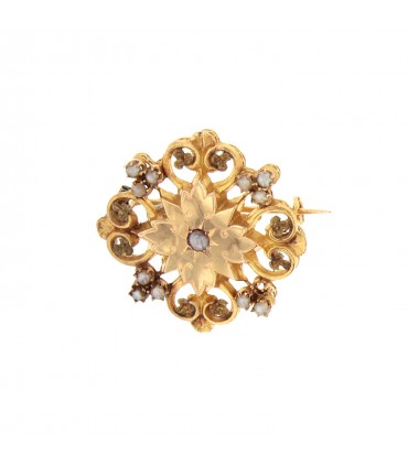 Broche or et perles
