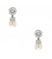 Diamonds, cultured pearl and gold earrings